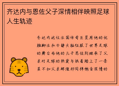 齐达内与恩佐父子深情相伴映照足球人生轨迹